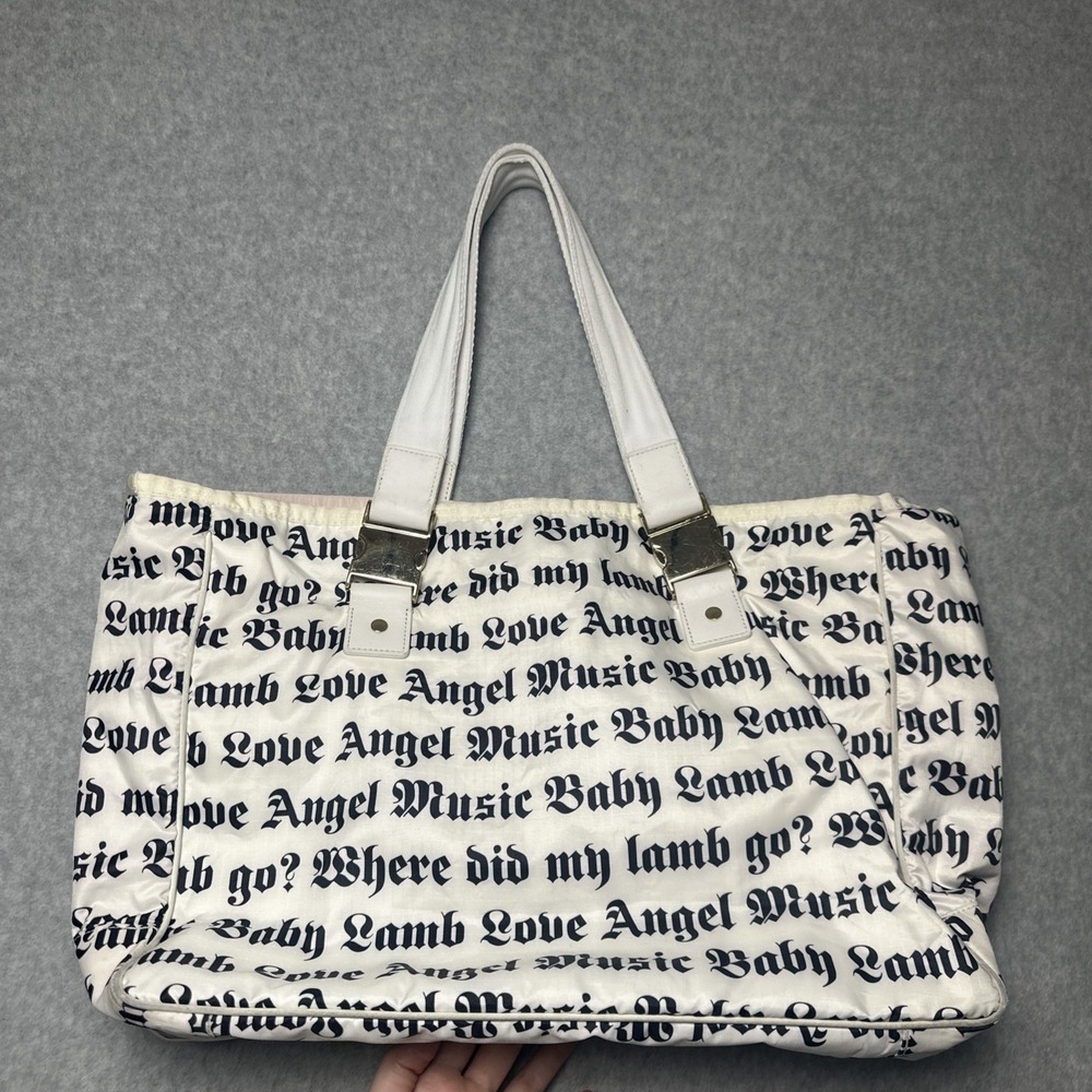 LeSportsac Gwen Stefani L.A.M.B y2k High capacity Tote Bag White/Gold W/ Charm - Picture 4 of 14
